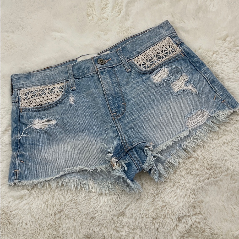 Hollister Light Blue Distressed Jean Shorts